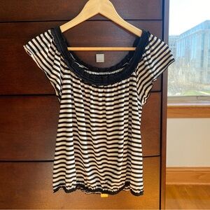 Max Studio Black and White Striped Top XS